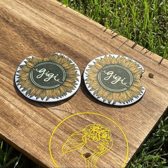 GiGi Sunflower Car Coasters 2 Pack - Picture 7 of 10
